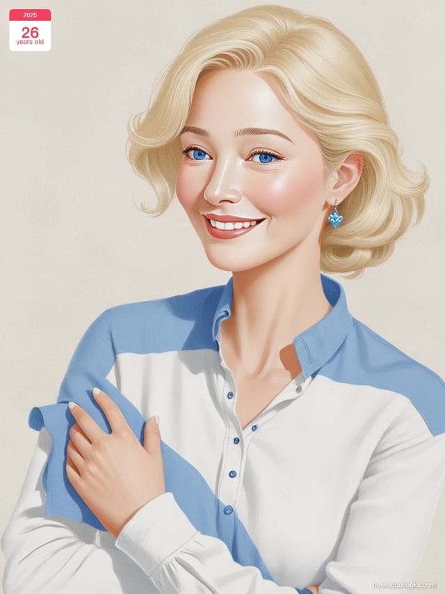 Young woman demonstrating AI age detection technology - upload your photo to discover your perceived age
